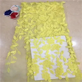 

2019 Latest French Nigerian Laces Fabrics High Quality Tulle African Laces Fabric Wedding African French Tulle Lace Yellow