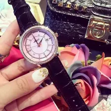 Дамы Мода Кварцевые Часы Женщины Rhinestone Кожаный Вскользь Платье женские Часы Розовое Золото Кристалл mujer reloje 2016 montre femme