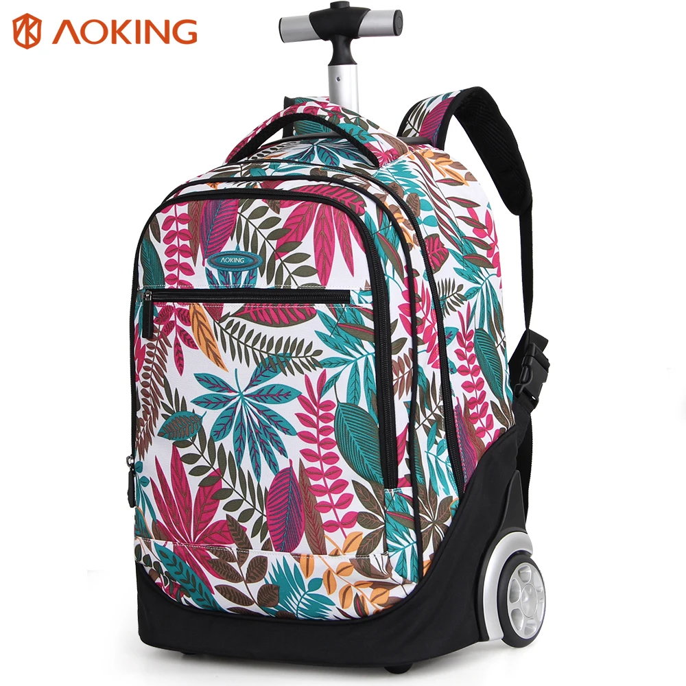 

Aoking Travel Trolley Backpack Large Capacity Luggage Leisure Backpack Women Wheeled Rolling Bag Waterproof Laptop Bckpack