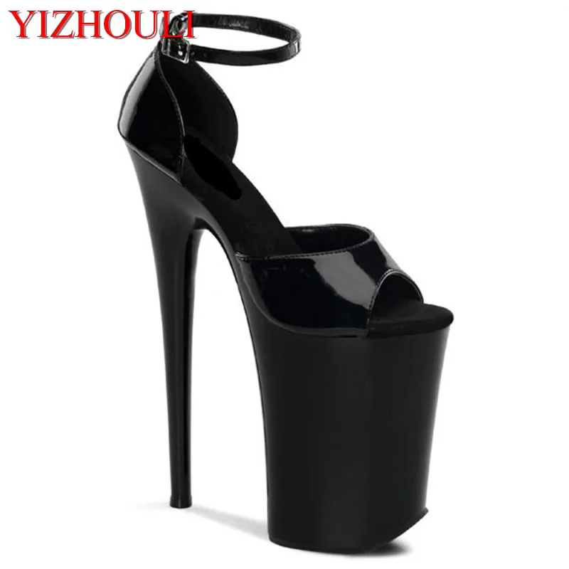 

Women's shoes 20cm thin and waterproof platform Roman night club sandals, black banquet super high heel dancing shoes