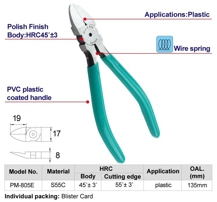 PM-805E Plastic Cutting Plier Hand Tool Diagonal Cutting Pliers Stripper Repair Tools Nippers lan cable detector