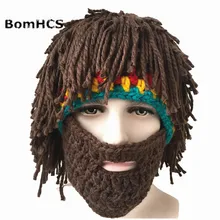 Bomhcs подарок на Хэллоуин парик борода Шапки Хобо сумасшедшего ученого раста пещерный ручной вязать теплые зимние шапки забавные вечерние маска шапочки