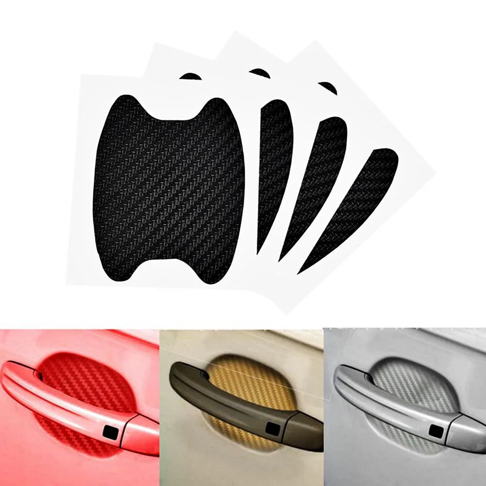 4Pcs Carbon Fiber Car Door Protective Film Bowl Stickers Protection Body Decoration Door Handle Stickers Decals Car Accessories (2)