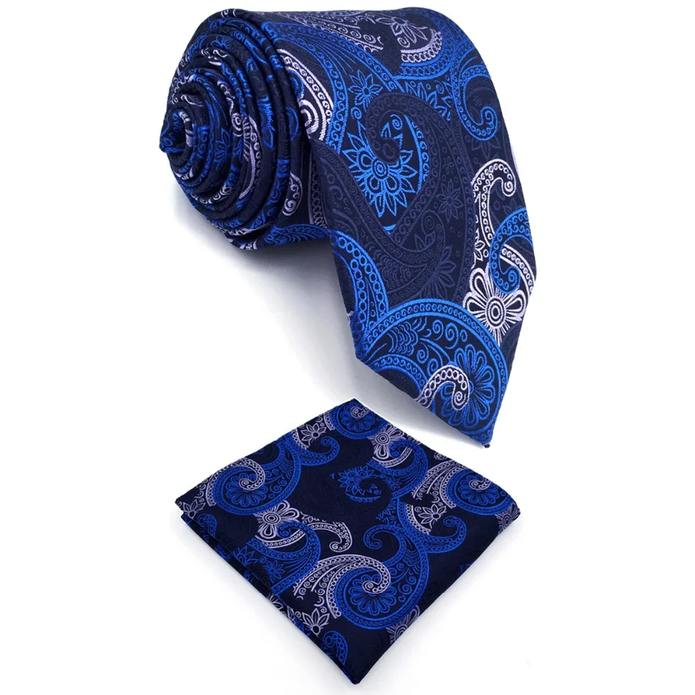 B14 Navy Paisley Silk Men Ties Neckties Wedding Fashion Ties for male