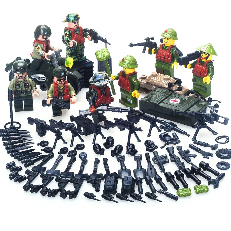 

American Armies Ww2 Vietnam War Field Battle Figures With Weapom Compatible Legoinglys Military Building Blocks Model Toys Gift