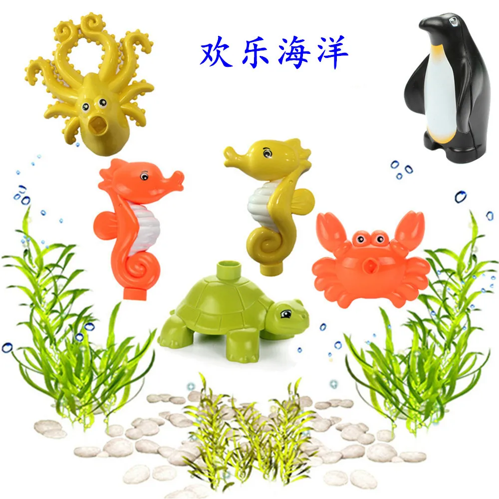 

Legoings Duploed Ocean World Seahorse Tortoise Crab Animal Action Figures Big Particles Accessories Models Blocks Legoing Duploe