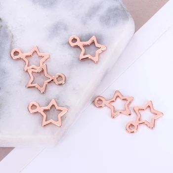 

DIY charm bracelet pendant jewelry making star hollow ladies pendant making metal charm rose gold five-pointed star
