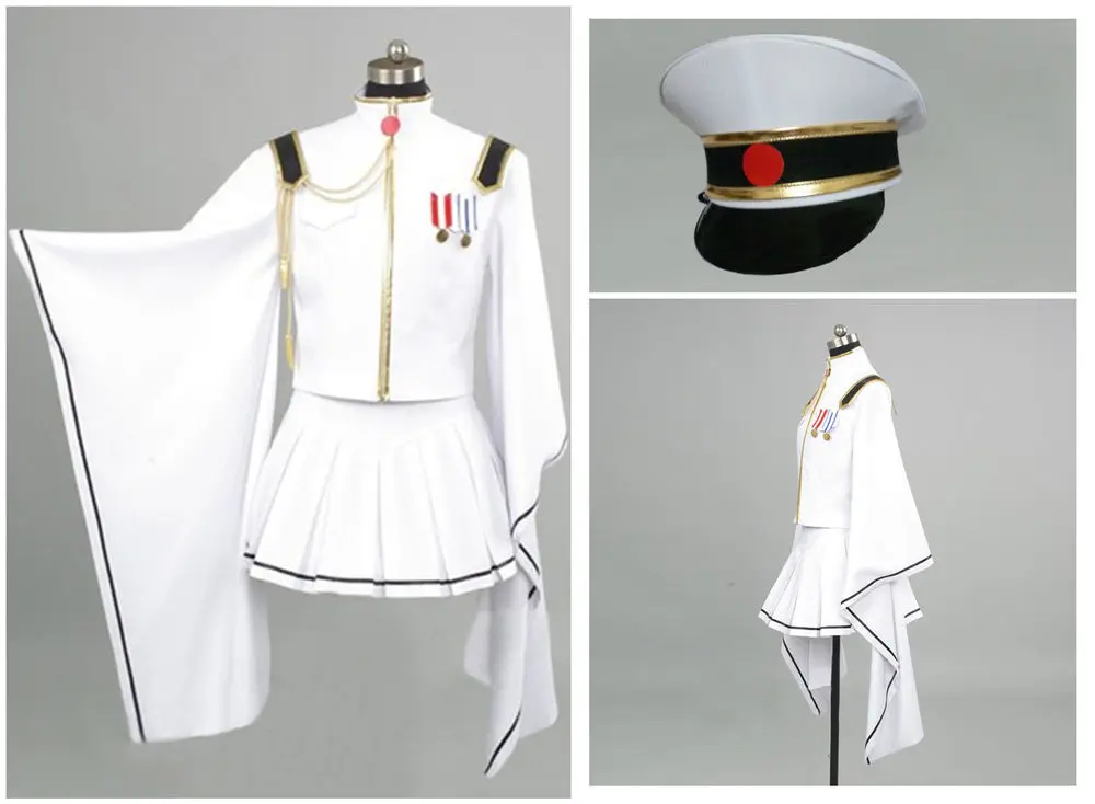 

Vocaloid Hatsune Miku Senbon Sakura White Miku Cosplay Costume With hat gloves Custom Made Free Shipping