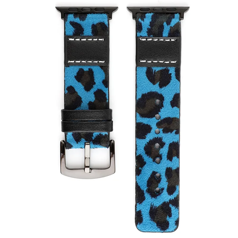 Леопардовый напечатанный ремешок для apple watch band series 4 3 2 1 Замена поводок собаки для apple iwatch 38 мм 40 мм 42 мм 44 мм - Цвет ремешка: Синий
