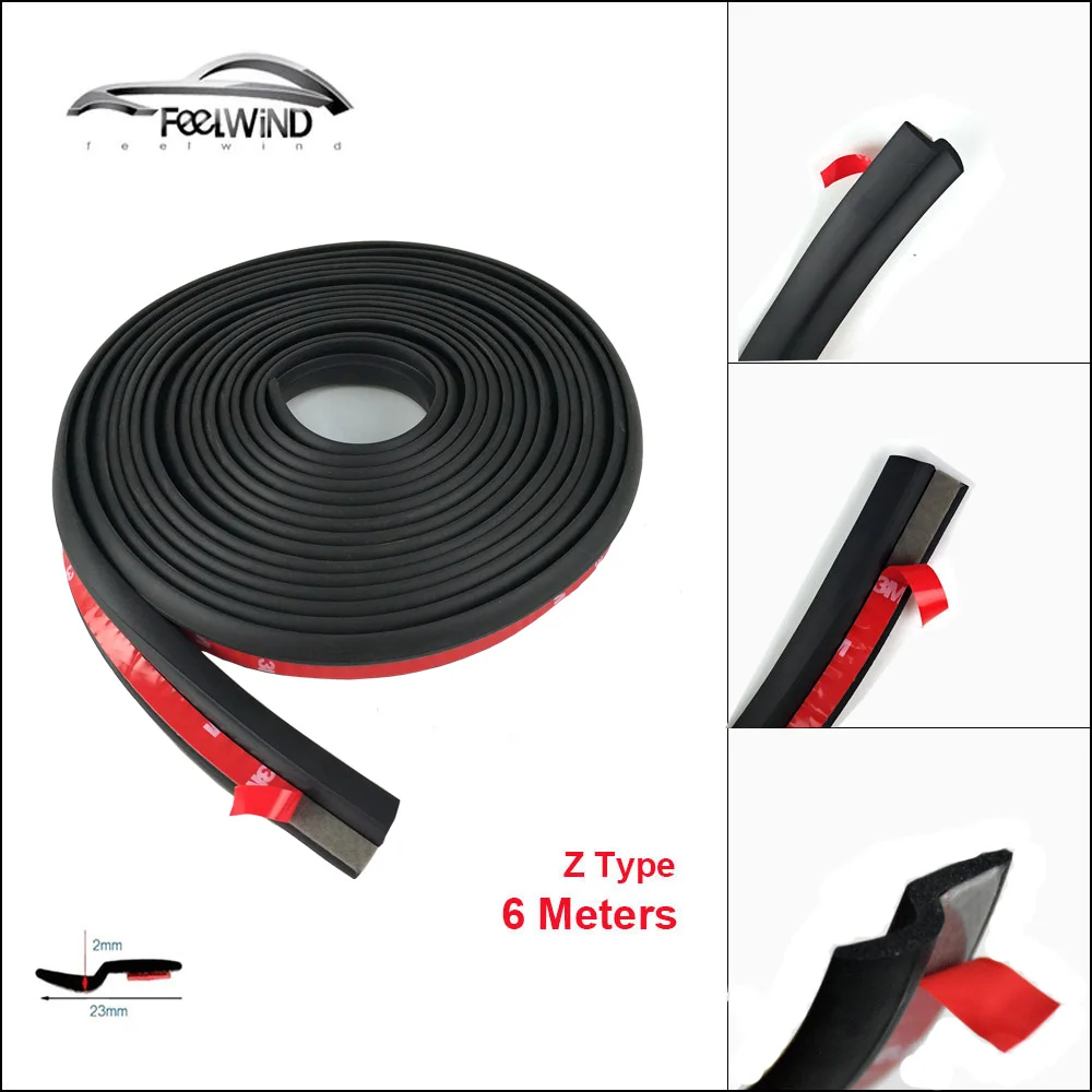 6 Meters Z type Self adhesive car door rubber seal Sound Insulation