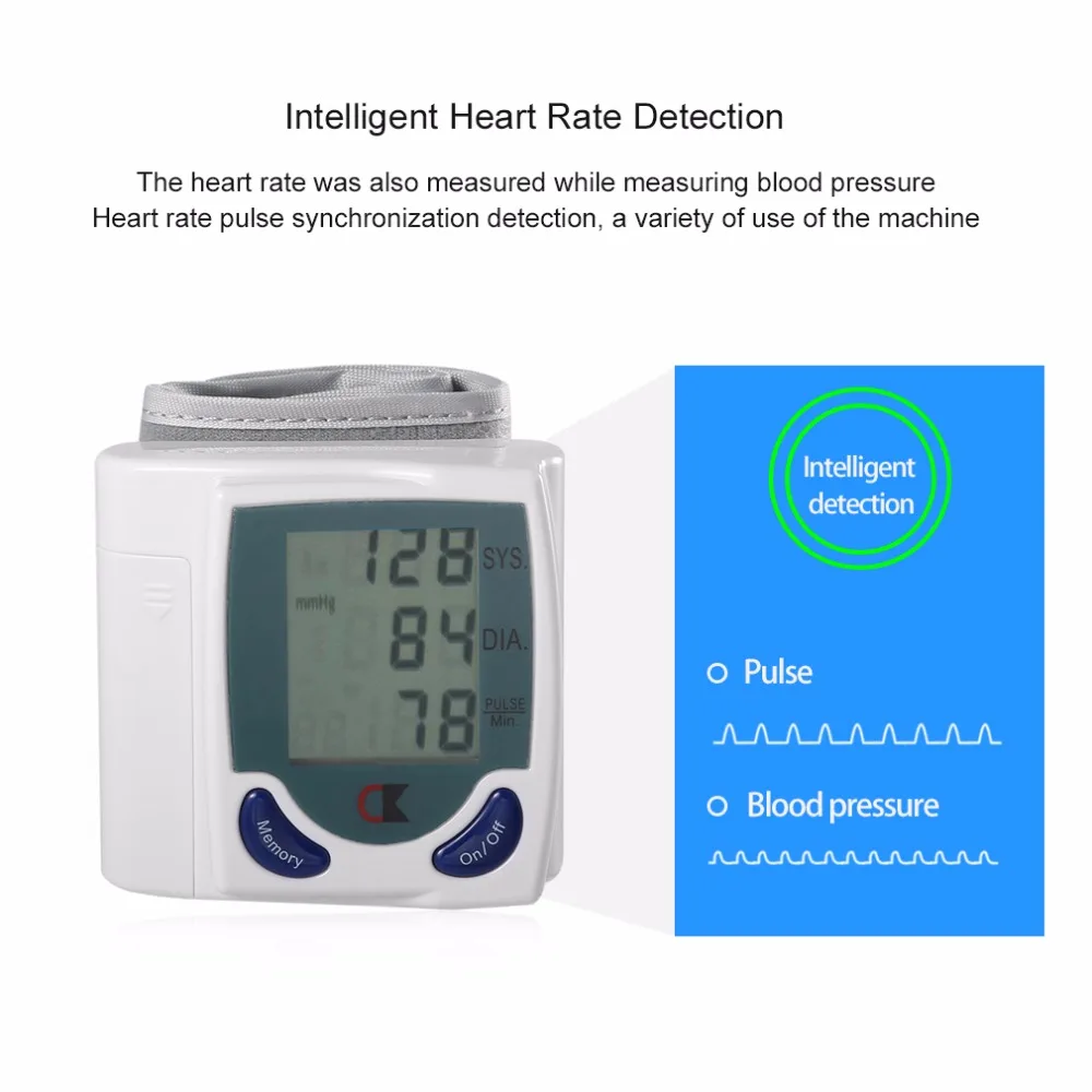 KEBETEME цифровой ЖК-монитор для измерения артериального давления на запястье для измерения пульса и пульса