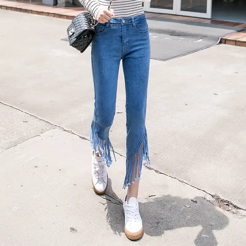 high waisted jeans with fringe