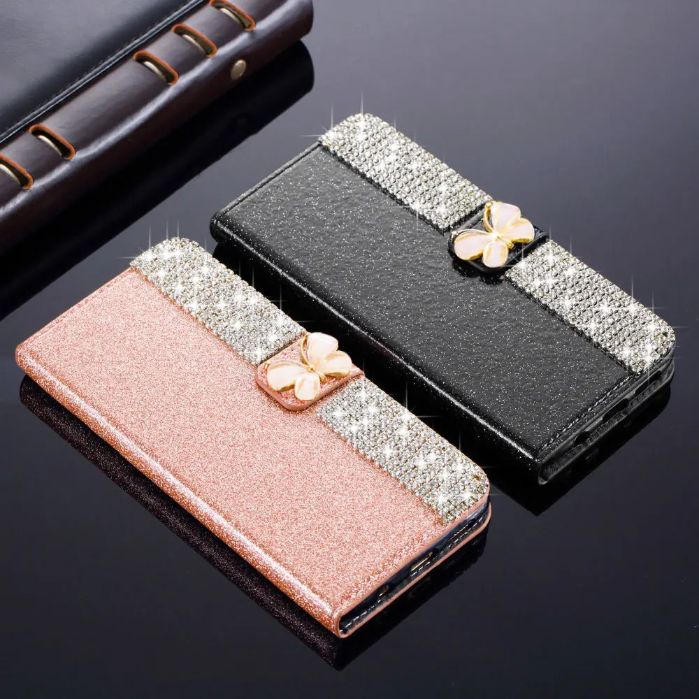 

Bling Glitter Wallet Phone Case For Samsung Galaxy S10e S7 edge Luxury Cute Cover For Samsung S10 S8 S9 Plus 360 Protective Capa