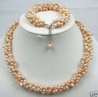 

shipping CHARMING!PINK PEARL NECKLACE BRACELET SET (A0516)