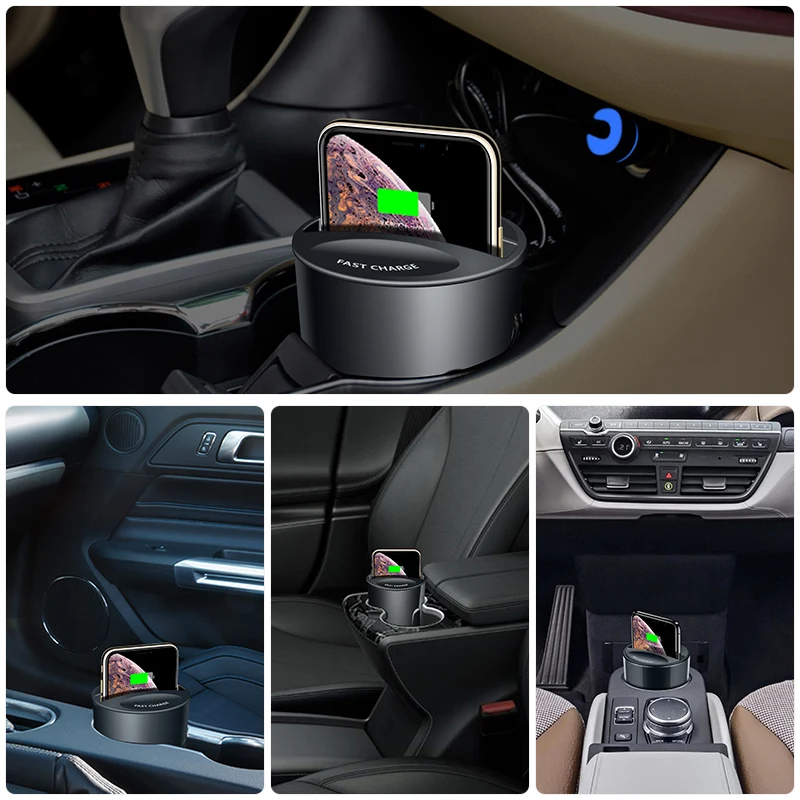 Fast QI Wireless Car Charger For iphone 8 X 10 Samsung S10 S9 S8 S7 S6 Edge Note 8 9 Fast Wireless Charging Cup Car Phone Holder car cell phone charger Car Chargers