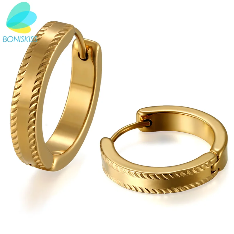 Boniskiss Simple Small Gold Hoop Earrings Fashion Stainless Steel Jewelry for Men Women Birthday
