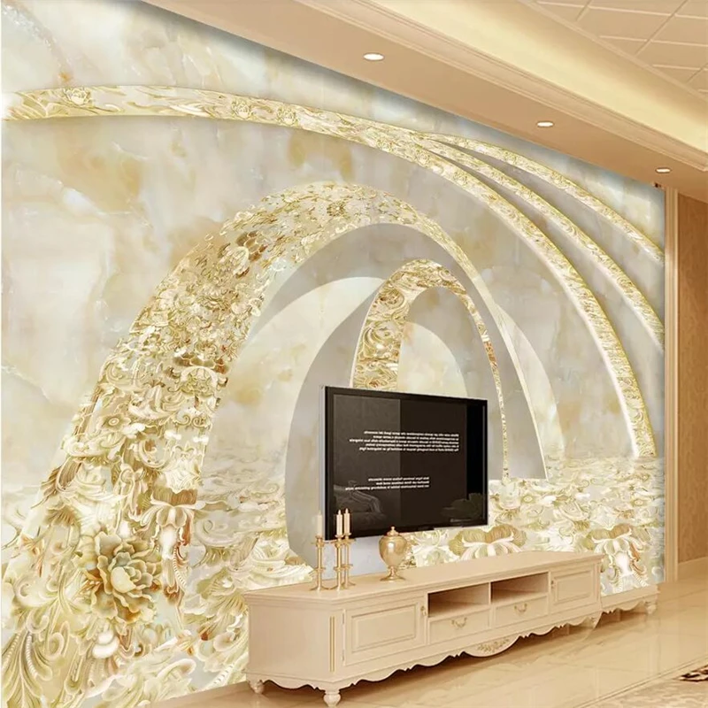 beibehang Custom Living Room Bedroom Mural 3D Gold Time Tunnel Modern Marble Background Wall Decorative Painting wallpaper