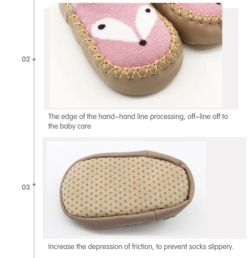 1 Pair Cartoon Shoe Socks For Baby Combed Cotton Anti Slip Floor Socks Leather Sole Towel Socks For Kids Infant Home Slippers (1)