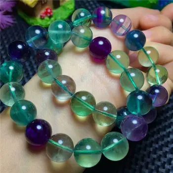 

Free Shipping Genuine Natural Colorful Fluorite Crystal Round Beads Stretch Bracelet 12mm(cx)