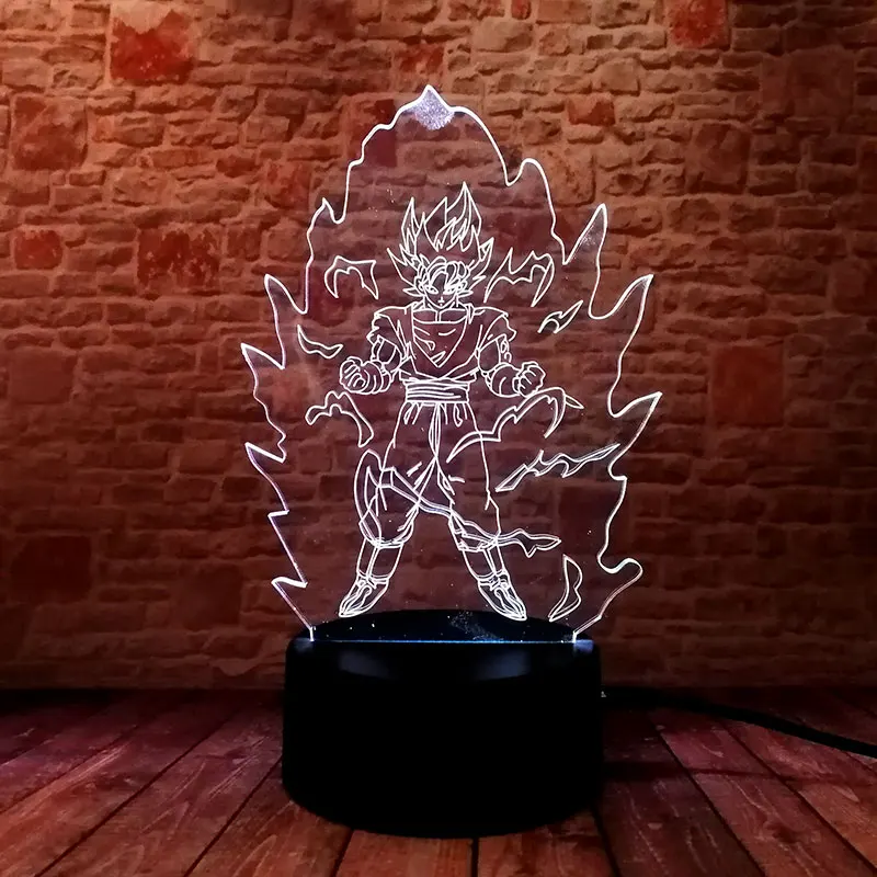 Световой Dragon Ball лампы 3D Иллюзия светодиодный ночник Цвет мигает Dragon Ball Супер Гоку фигурку модель игрушки
