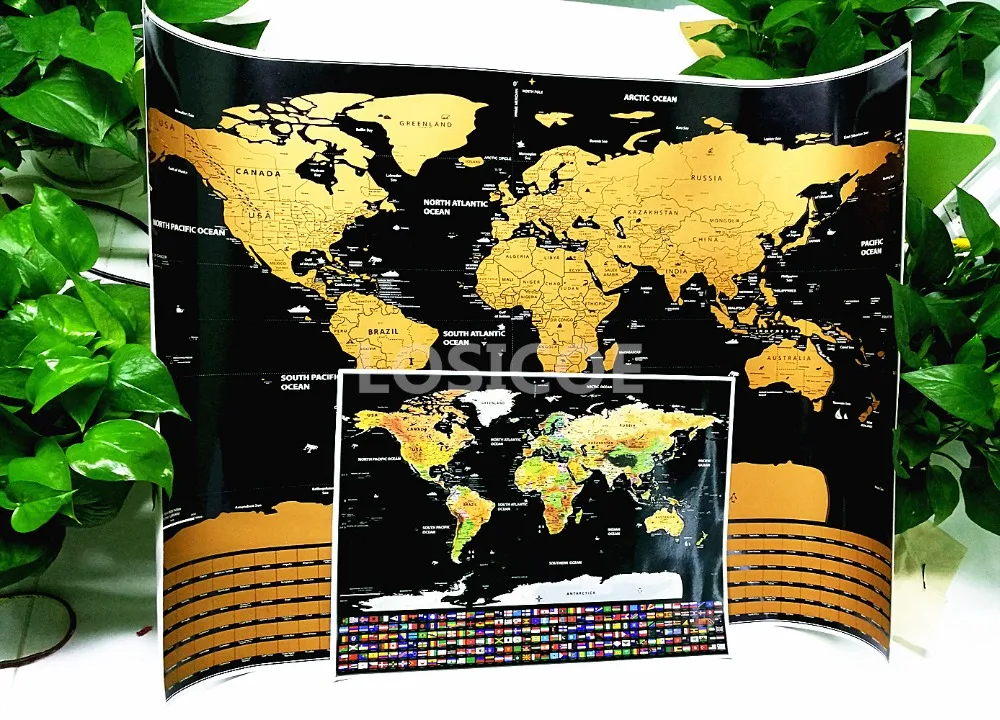 

Big size world scratch wall map Deluxe Edition Scratch World Map With Scratch Off Layer Visual Travel Journal for travel maps A2