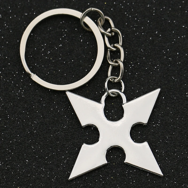 

Kingdom Hearts Keychain Sora Roxas Shuriken Dart Weapon Silver Color Keyring Key Chain Ring Fashion New Game Jewelry Wholesale
