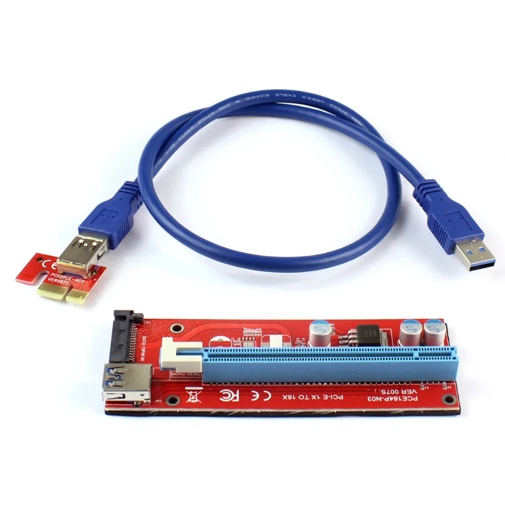 PCIE 1X to 16X Graphics Extension Cord SATA Power Supply Adapter Card for ETH Bitcoin Mining Device F21218