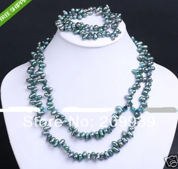 

huij 002281 GENUINE BAROQUE PEACOCK PEARL NECKLACE BRACELET SET