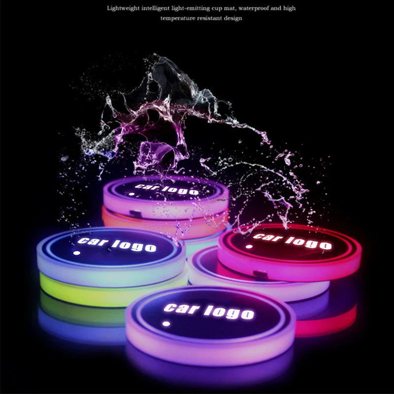 Логотип знак автомобиля Led блестящий стакана воды Pad Groove люминесцентные