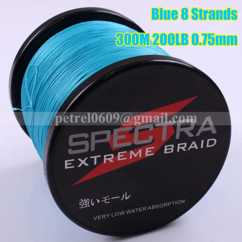Hot Sell 300M Blue 200LB 0.75mm 8 Strands Weave 100% PE Braided Fishing Line Saltwater BIG GAME Extreme Strong Spectra | Спорт и