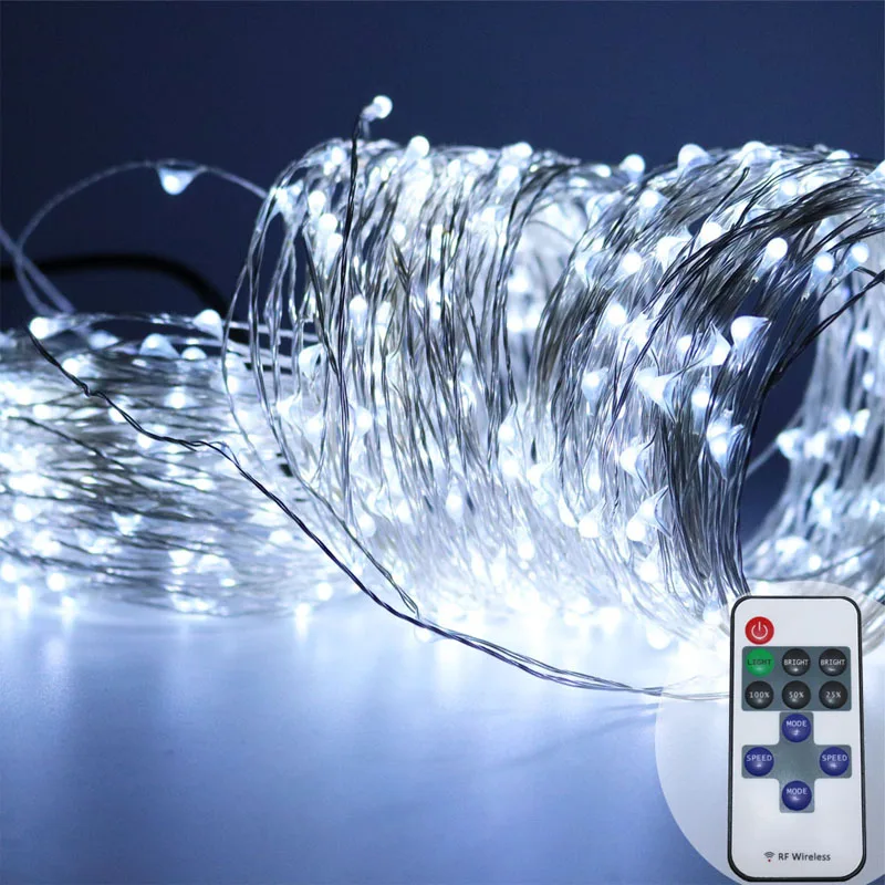 

5X10m 33ft 100 LED warm white brown copper wire remote control fairy lights,firefly micro invisible rice string lights + adapter