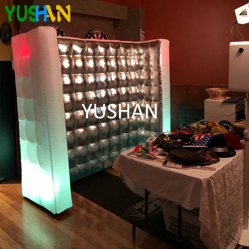 

7ft Silver&White LED Curve Inflatable Photo boot Wall Backdrop Wedding Birthday Party LED Wall Backdrop with LED strips Hot sale