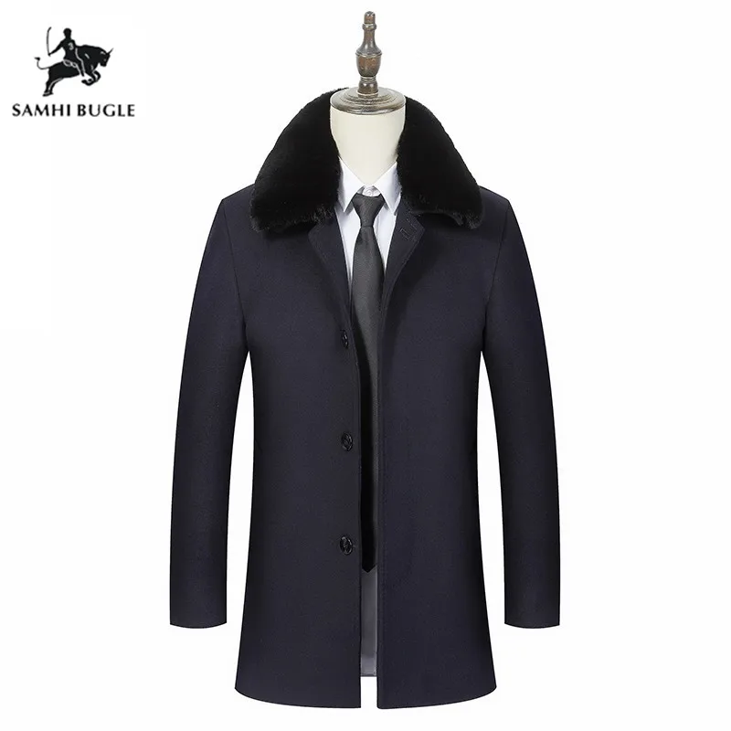 

Man Coats Winter 2018 Thick Woolen Mens Trench Coat Jacket Hombre Male Fashion Slim Fit Plus Velvet Warm Wool Coat Men
