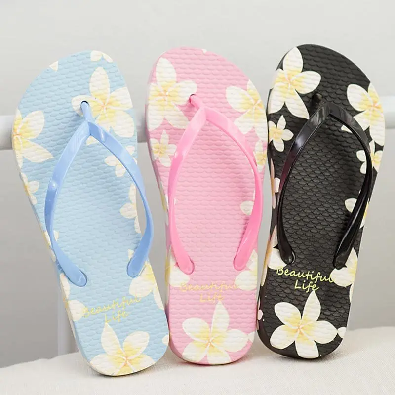 

2019 Fashion Female Flowal Flip Flops Women Sandals Flats Slides Slipper Summer Beach Shoes Casual Sandals Women Shoes