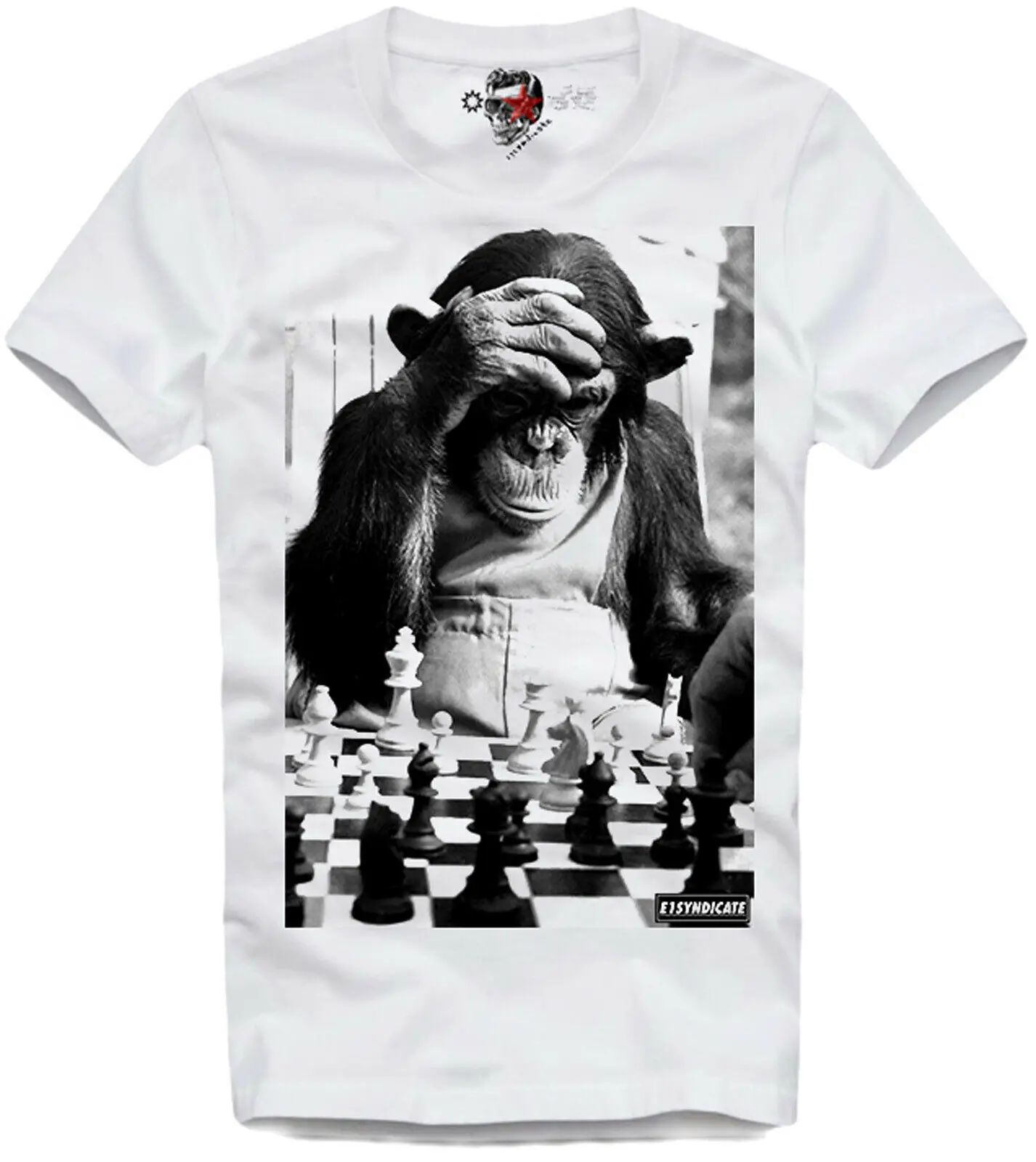 

T-Shirt Chechmate Chimp Chess Monkey Schach Fashion New Summer Classical Solid Color Short Sleeve Loose Skull T Shirt