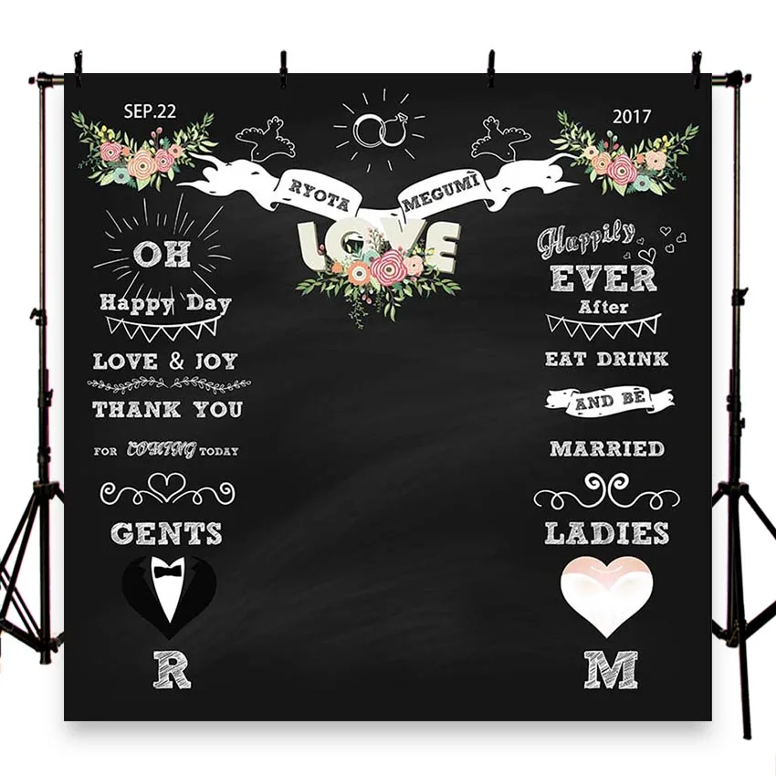 

MEHOFOTO Backdrop for Photographic Studio Blackboard Colorful Flowers Background Wedding Birthday Party Celebration Photocall