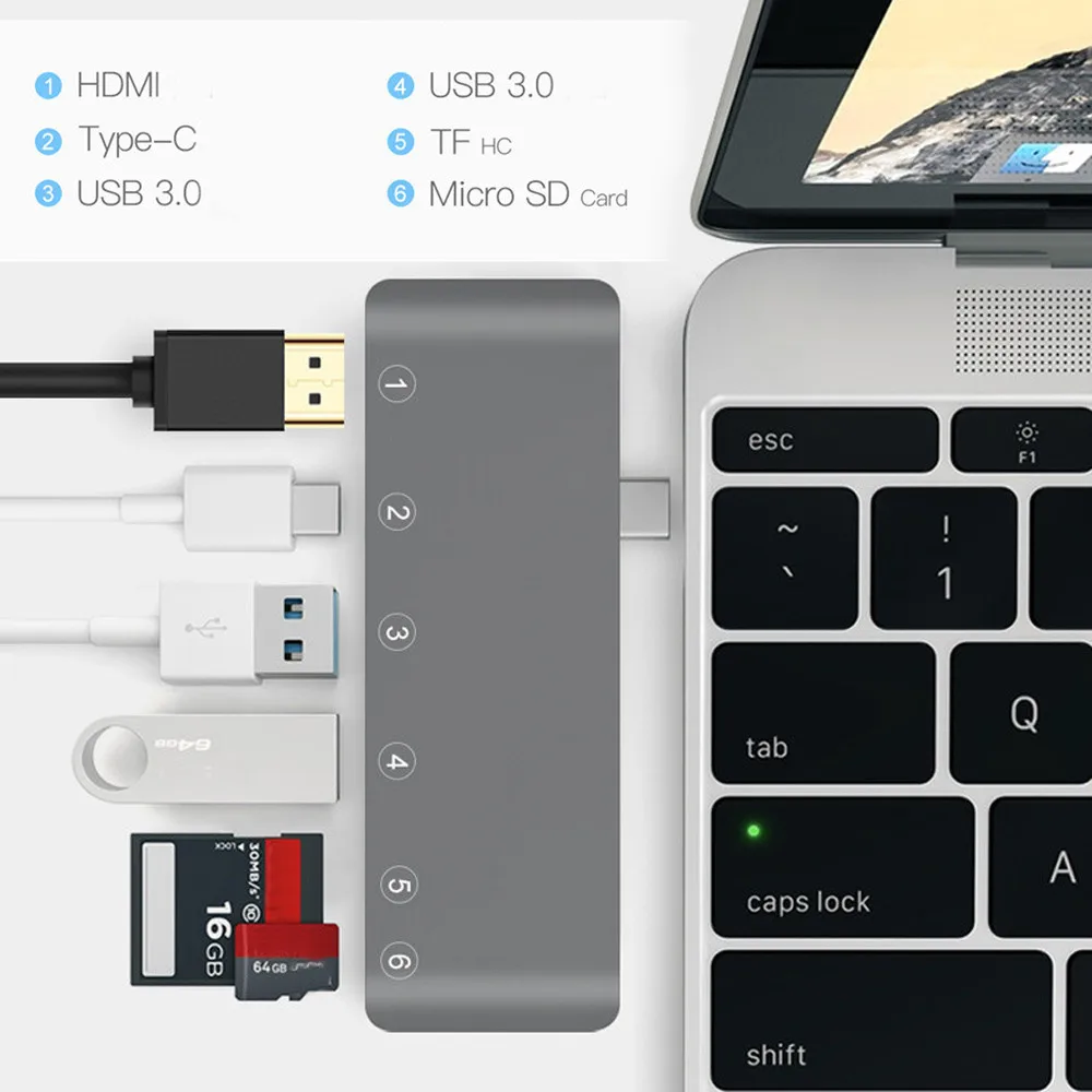 USB 3 0 концентратор Type C к 4K * 2K HDMI адаптер для чтения карт MacBook Pro Поддержка 1 superspeed 63