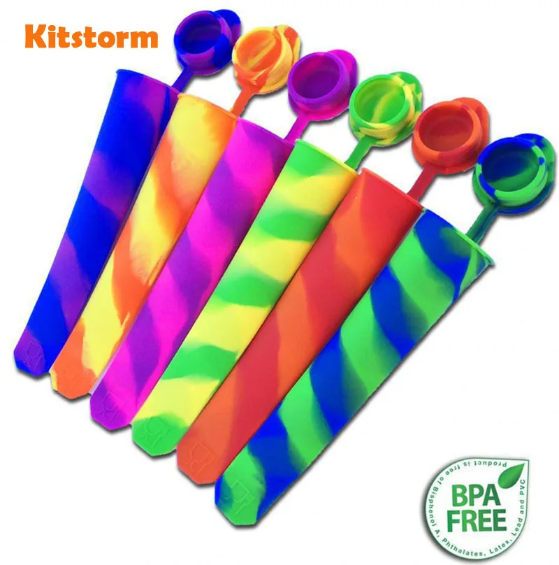 6 Pcs/lot Silicone Popsicle Molds Ice Pop Mold Ice Cream Cube Tray Tools