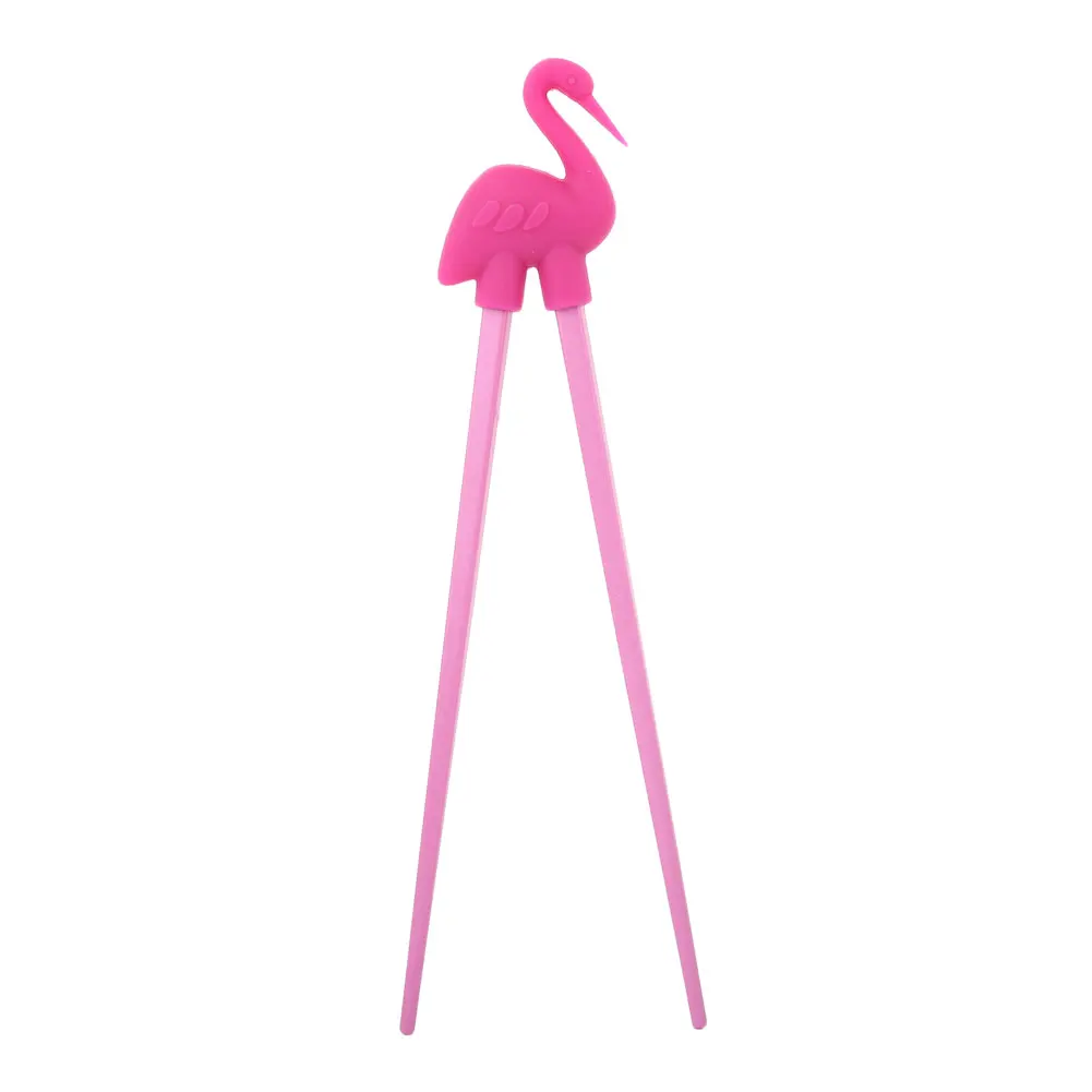 Детские палочки для еды мультфильм Фламинго стиль начинающих еда инструмент для еды Творческий обеденный стол Мультяшные палочки для еды простота использования - Цвет: peach pink