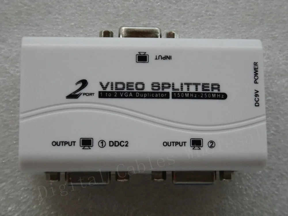 Free shipping 1 to 2 ports VGA video splitter duplicator 1 in 2 out