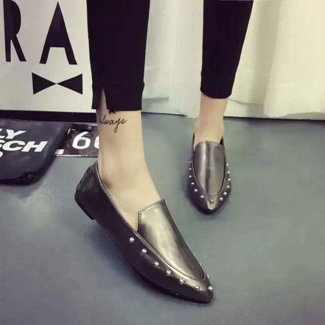 2016 Hot Rivets Women Shoes Woman Comfortable Basic Pointed Toe 2016 Hot Rivets Women Shoes Woman Comfortable Basic Pointed Toe Casual Soft Female Flat Loafers Womens Brand Las Flats Office In S From