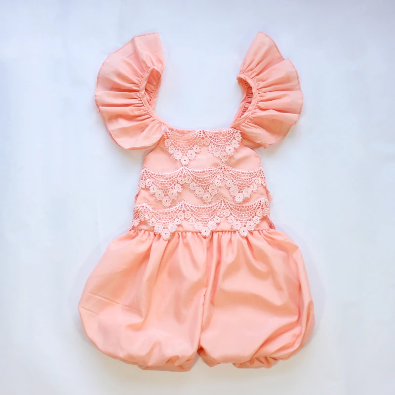 2016 Hot sale baby girls kids ruffle lace romper One Pieces Lace Romper