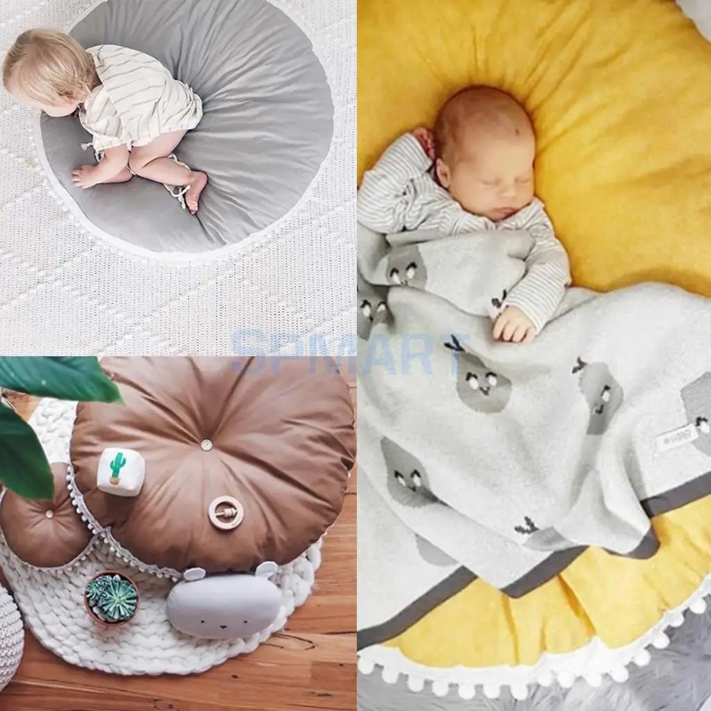 Kids Baby Infant Thick Game Play Mat, Round Crawling Pad, Floor Cushion