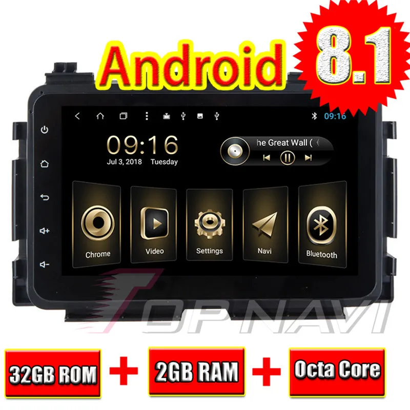  Vehicle GPS Navigation for Honda XRV 2015 8'' Topnavi Android 8.1 Buit-in 32GB High Resolution Doub