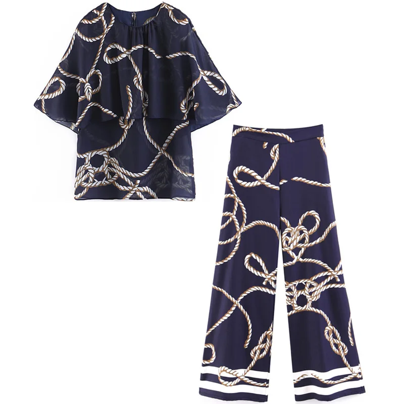 

Women's suit 2019 spring and summer thin section shirt wide leg pants two sets of women's fashion temperament loose clothes