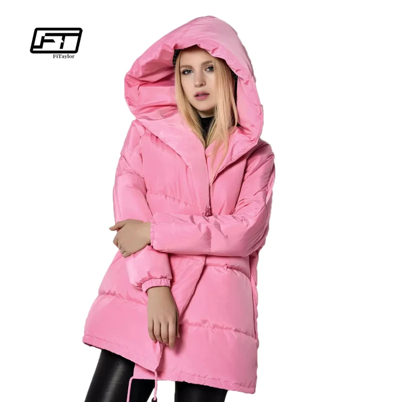 Winter Jackets Women 90% White Duck Down Parkas Loose Fit Plus Size Hooded Coats Medium Long Warm Casual Pink Snow Outwear Winter Jackets Women 90% White Duck Down Parkas Loose Fit Plus Size Hooded Coats Medium Long Warm Casual Pink Snow Outwear