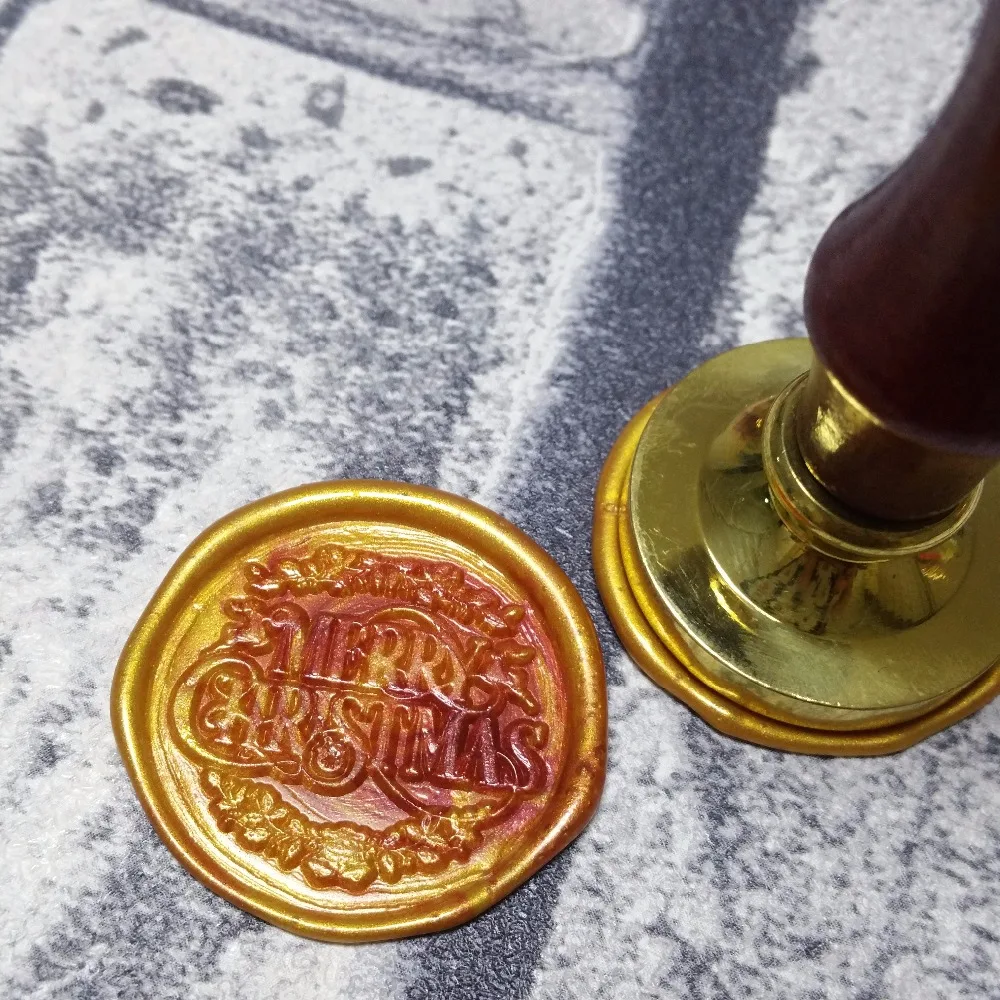 

Merry Christmas customize logo Personalized image custom seal wax sealing stamp Invitation Retro antique stamp stamp box set