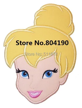

7" PRINCESS Tinker Bell Head Girl Children day LARGE APPLIQUE CARTOON TV MOVIE SERIES Iron On Patch dress TRANSFER MOTIF Badge