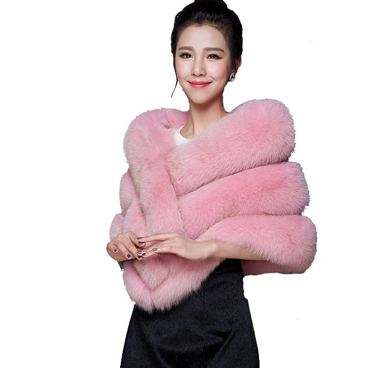 New  Winter Faux Fur Coats luxury fox fur imitation mink fur poncho bridal wedding dress shawl cape women cloak fur shrug