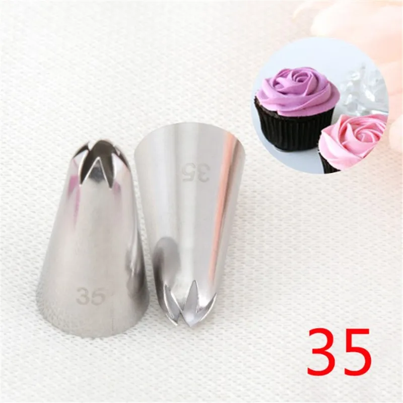 

35# Rose Flower Cup Ice Cream Piping Tip Nozzle Cake Decorating Pastry Tool Russian tips icing piping nozzles